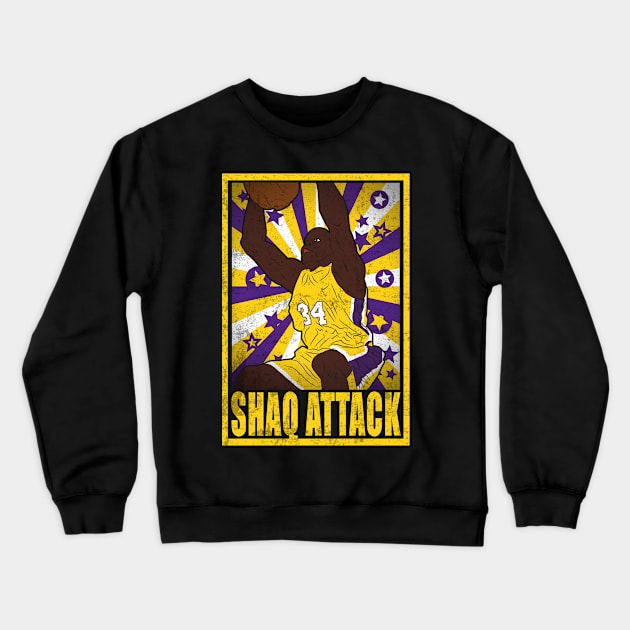 O'Neal Basketball Shaq Attack Los Angeles 34 Legend Crewneck Sweatshirt by TEEWEB